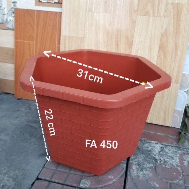 3 Chậu nhựa lục giác FA450 đỏ vân gạch dày loại 1