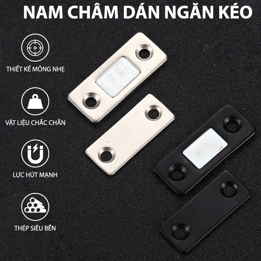 Nam Châm Gắn Cửa Lực Hút Cực Mạnh, Thép Siêu Bền - Dán Chốt Tủ Quần Áo, Ngăn Kéo, Cửa Ra Vào Tiện Lợi