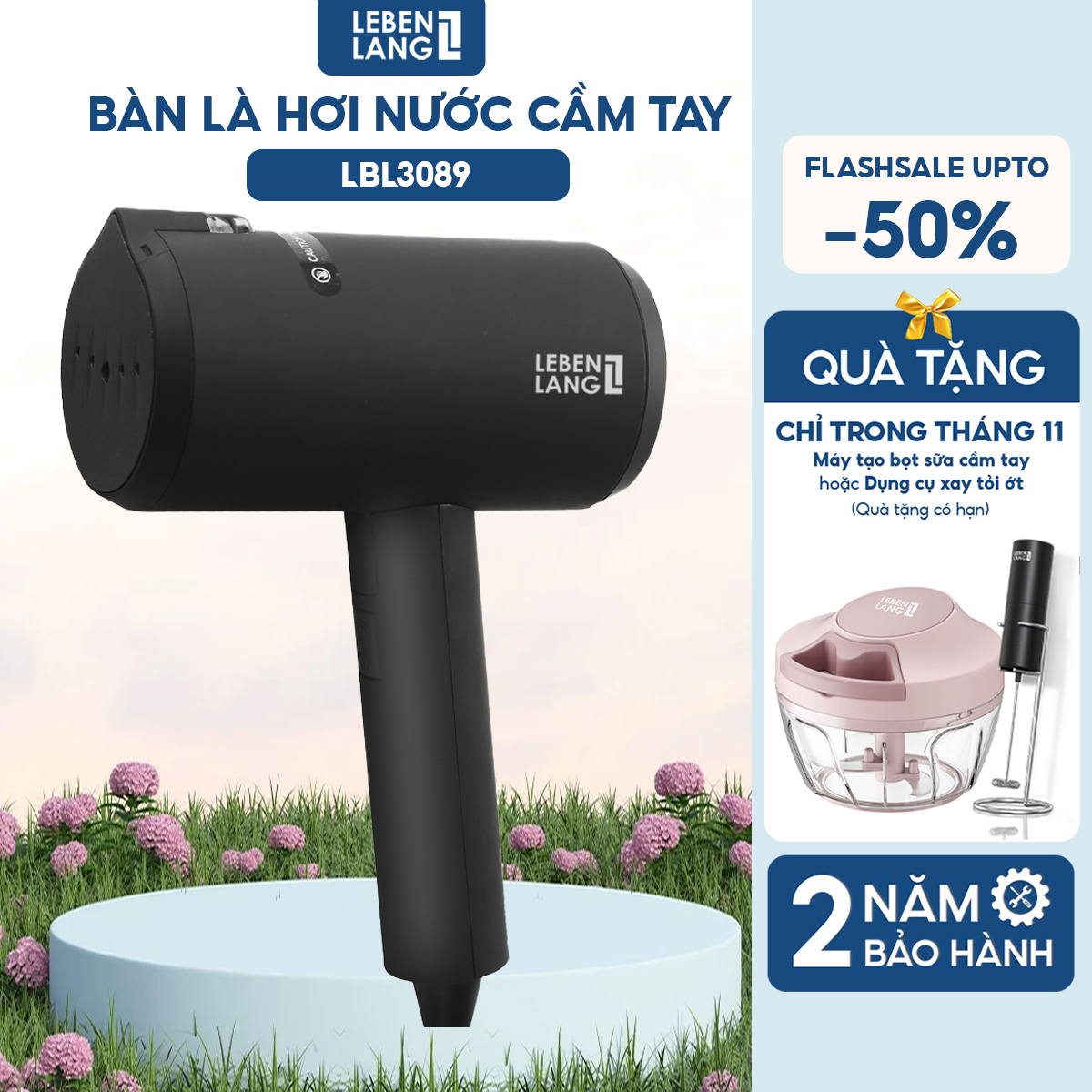 Bàn ủi hơi nước cầm tay Lebenlang LBL3089, bàn là 1200W, 140ml, gấp gọn tiện lợi, tặng kèm túi đựng, bảo hành 2 năm - hàng chính hãng