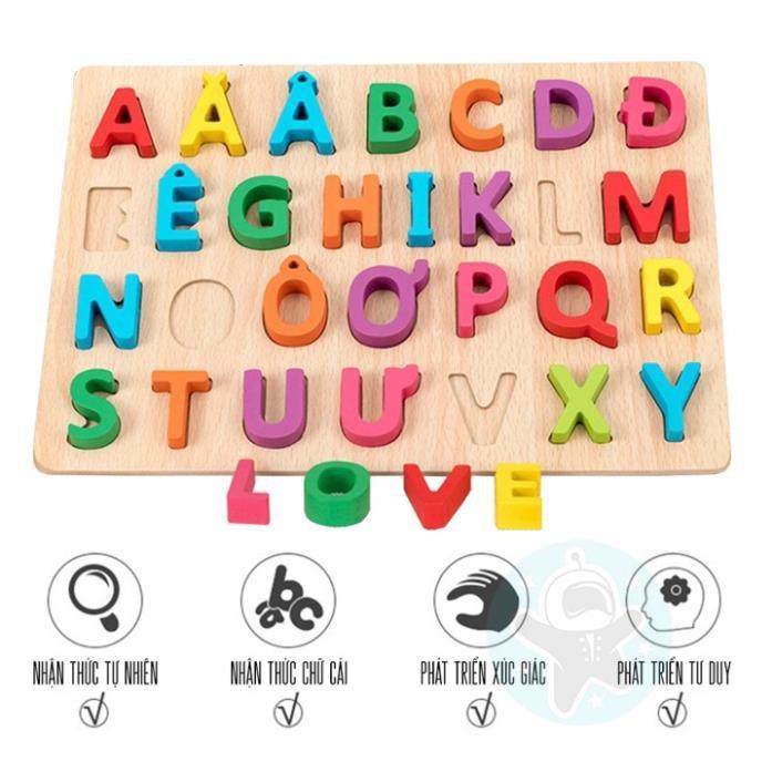 Đồ chơi gỗ cho bé Bảng chữ cái tiếng việt bằng gỗ cho trẻ em học chữ cái
