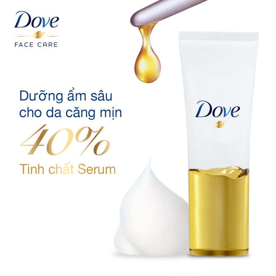 Sữa rửa mặt bọt mịn Dove serum sạch sâu tốt cho da khô, da dầu - da mềm ẩm mượt, kiềm dầu & se khít lỗ chân lông 130g