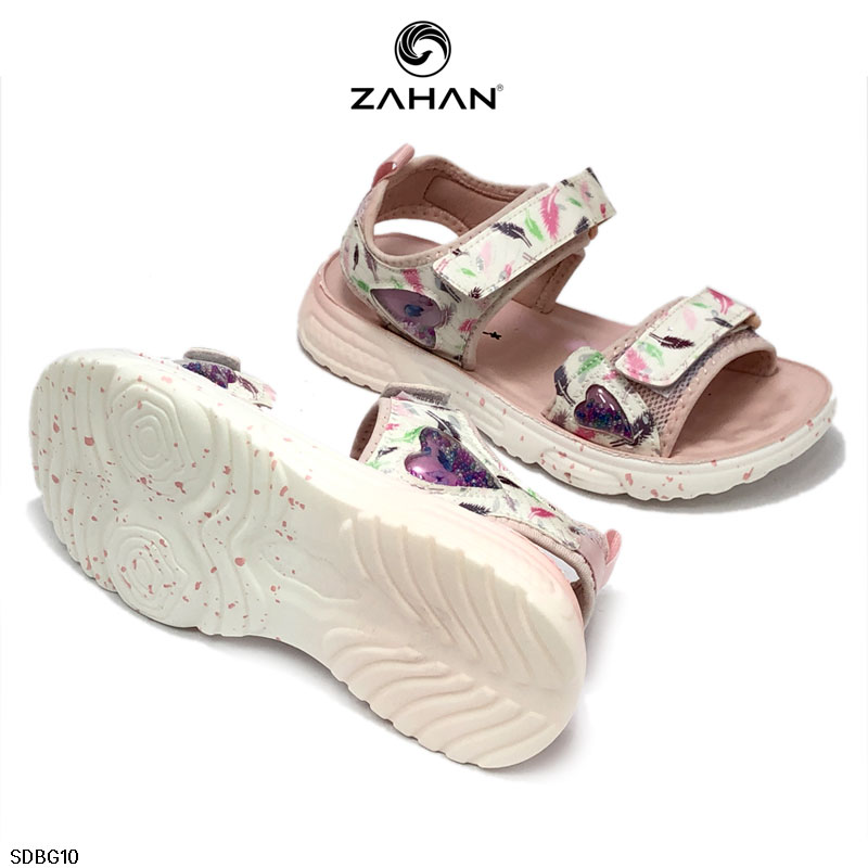 Sandal bé gái quai nhũ dán tim SDBG10