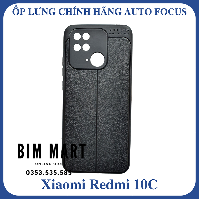 Ốp lưng Auto Focus dành cho Xiaomi Redmi 10C silicon vân da - Hàng Chính Hãng