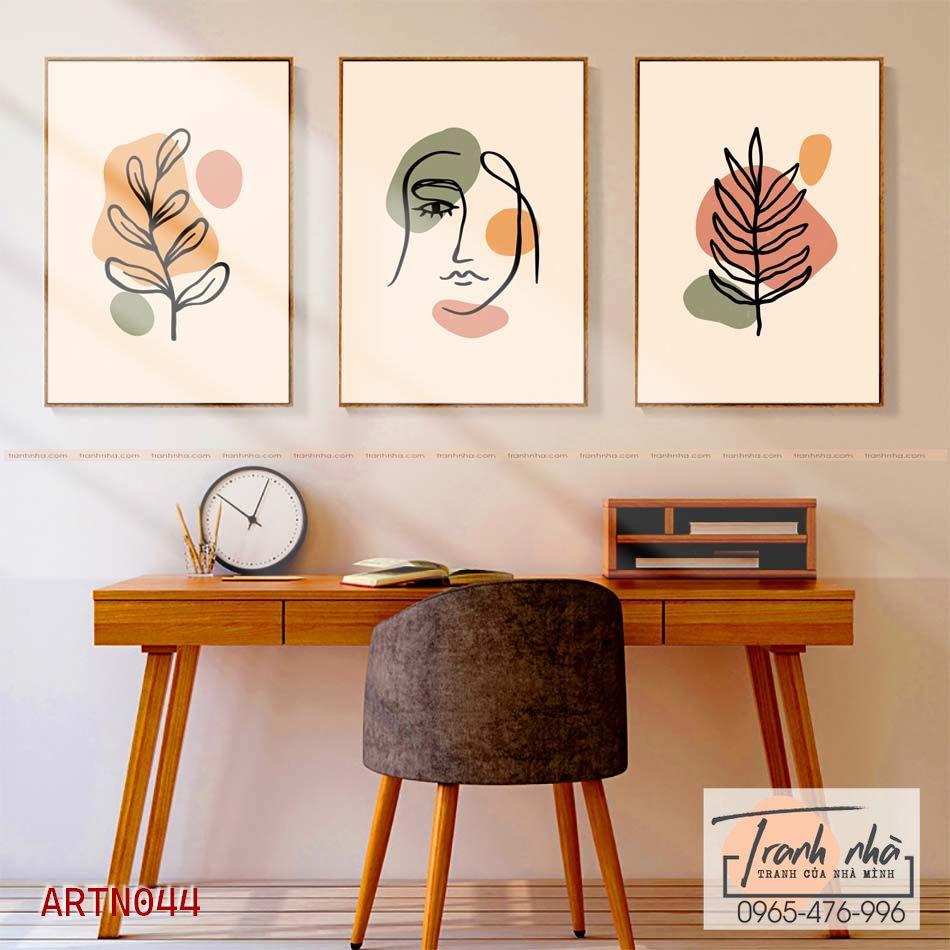 Bộ 3 tranh canvas Tối giản (Minimalism) - Đường nét chân dung - ARTN044