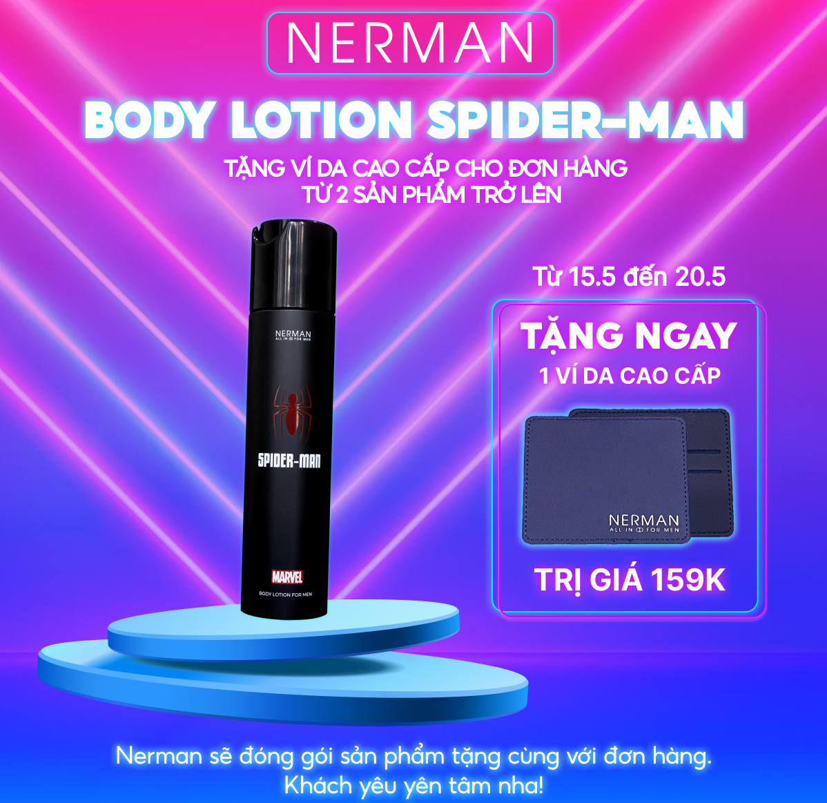 Body lotion Spider Man Marvel Collection Nerman dưỡng thể, dưỡng ẩm cho nam hương nước hoa 180g