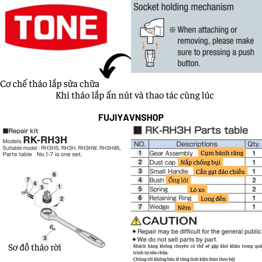 Cần vặn hai chiều có nút bấm tháo lắp Tone RH3H đầu 3/8"