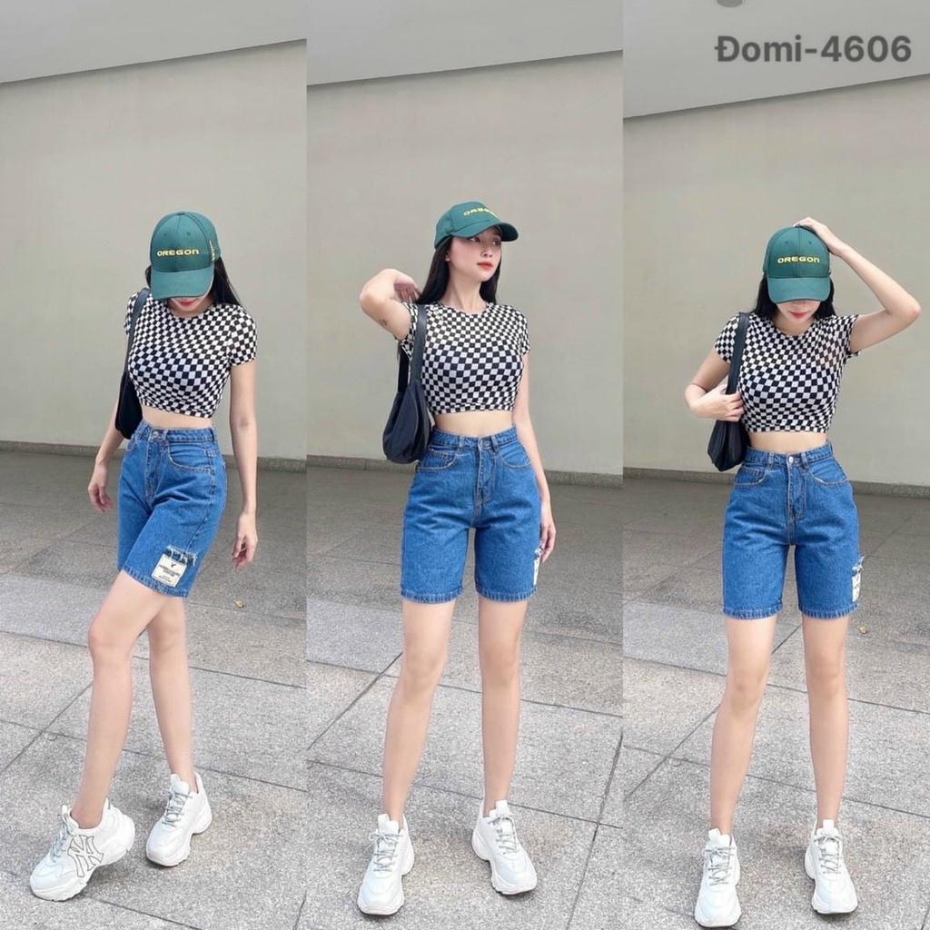 Quần Short Jean Nữ ngố ống rộng lưng cao ulzzang