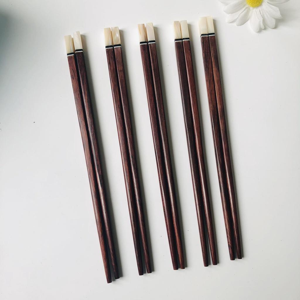 Đũa Gỗ Trắc Đỏ 25cm Cán Khảm Trai Trắng,Đũa Phong Cách Nhật Bản, Phụ Kiện Nhà Bếp, Chụp Ảnh Decor