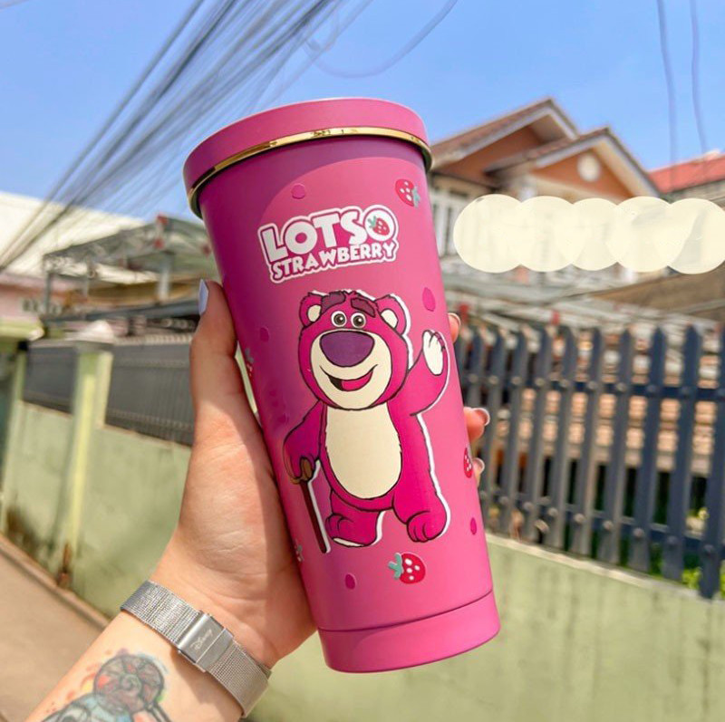 Ly Giữ Nhiệt Losto Gấu Dâu Thái Lan 750ML + Ống hút