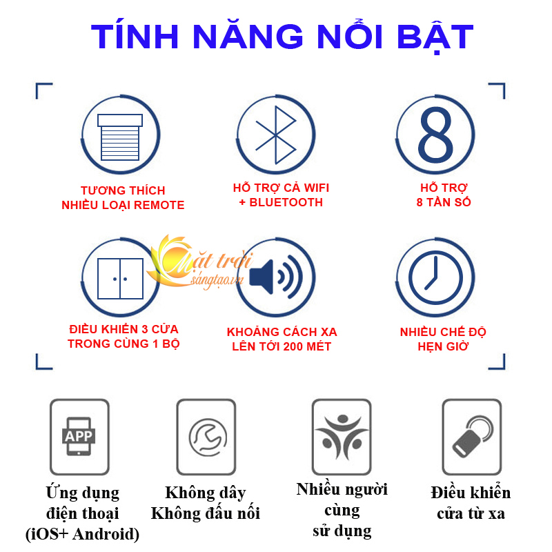 Bộ phát sóng điều khiển cửa cuốn bằng điện thoại Wifi  Smart Life công suất lớn