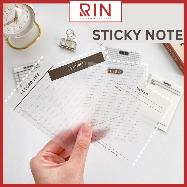 Giấy note trong suốt / giấy ghi nhớ / Giấy ghi chú giấy nhắn TRONG SUỐT cho học sinh, văn phòng - nhiều màu/mẫu