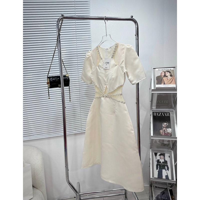 ĐẦM VÁY DỰ TIỆC ĐÍNH NGỌC KHÓEC VAI,EO THIẾT KẾ CAO CẤP
