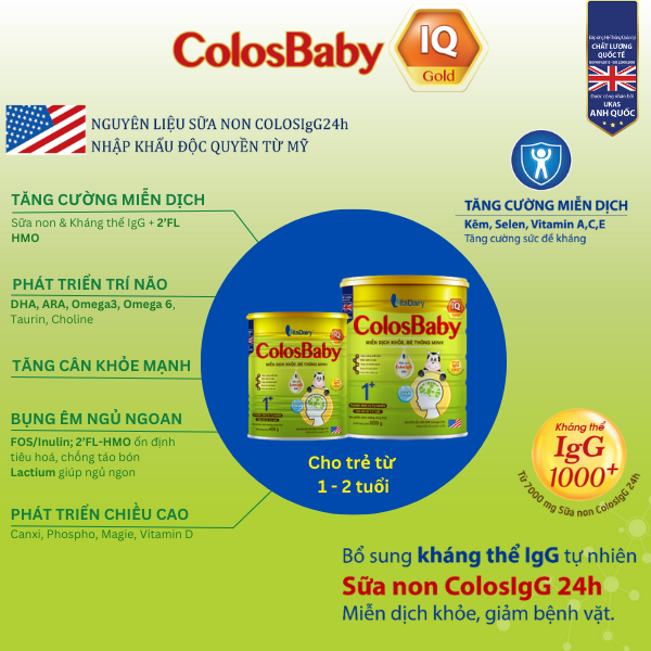 Colosbaby IQ Gold 1 + 400g hỗ trợ phát triển trí não, miễn dịch khỏe cho bé - VitaDairy