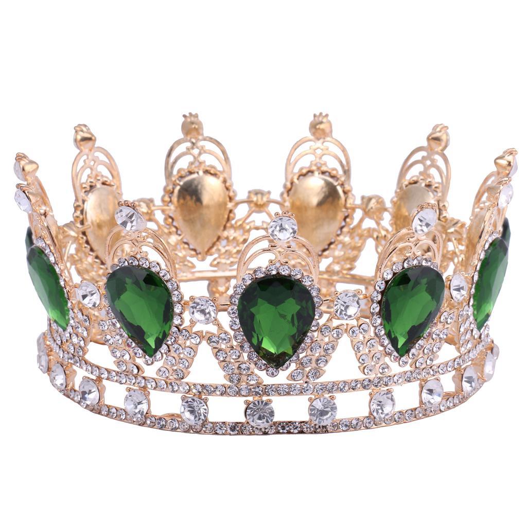 Wedding Party Baroque Majestic Crown Queen Princess Fancy Dress Hat Green