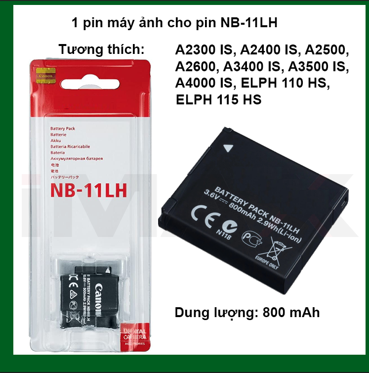 PIN THAY THẾ CHO PIN MÁY ẢNH CANON NB-11L/11LH