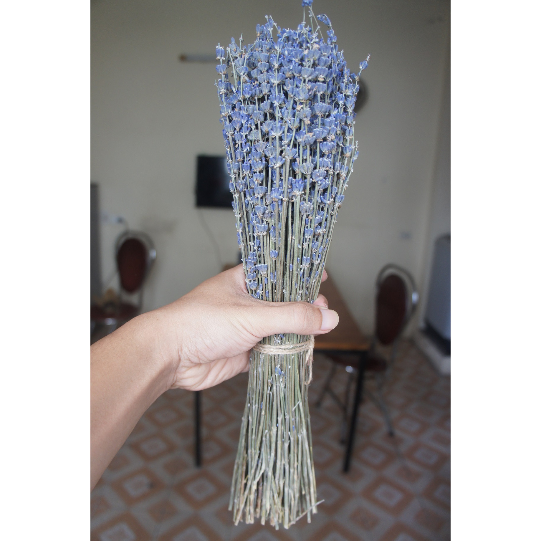 Bó hoa khô lavender tím đậm, cành dài, bó 70g