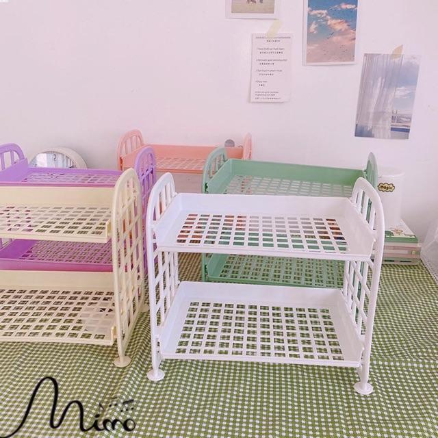 Kệ nhựa Mini 2 tầng mini để bàn tiện lợi kệ nhựa để đồ gọn gàng