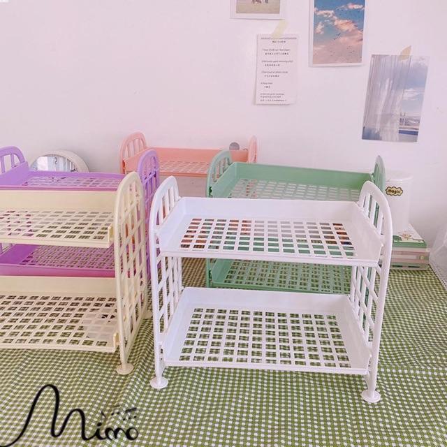 Kệ nhựa Mini 2 tầng để bàn tiện lợi kệ nhựa để đồ gọn gàng