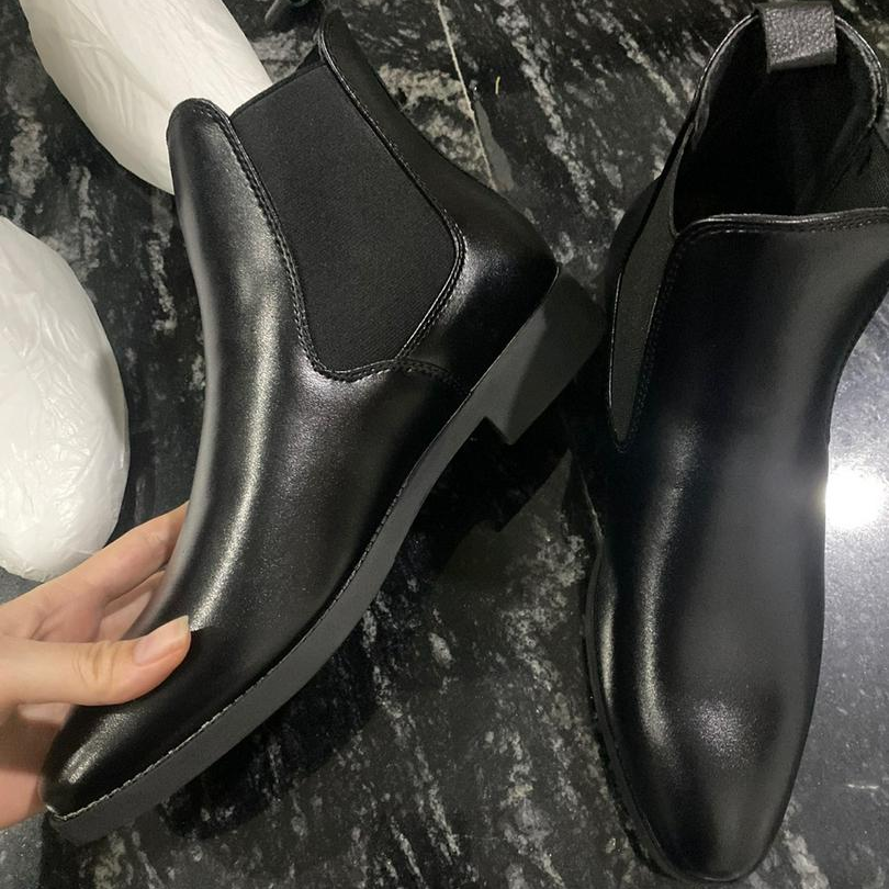 Giày Chelsea Boots DA BÒ THẬT BOOTS-01 Đen Làm Từ Da Bò Nhập Khẩu Bảo Hành 18 Tháng