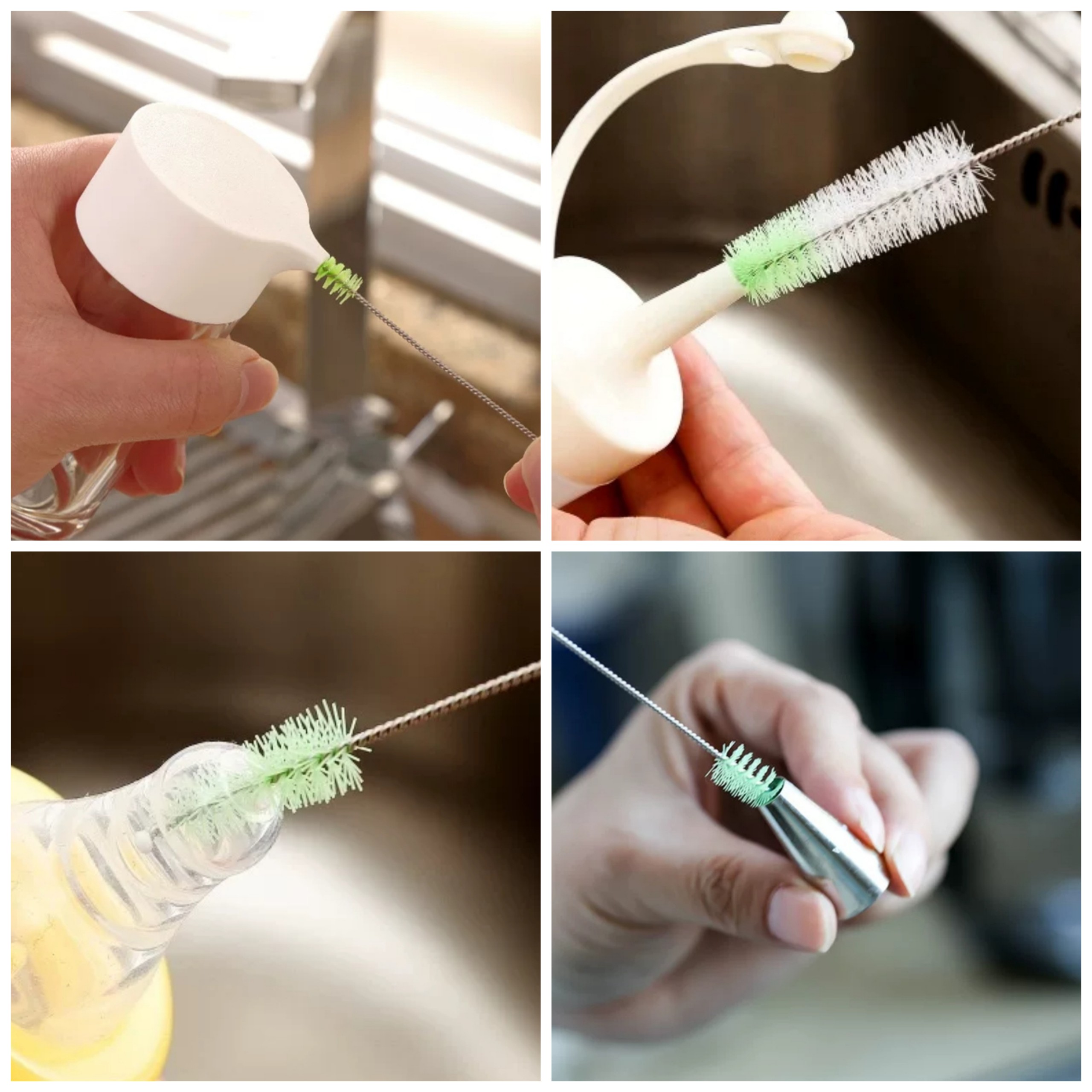 Sét 4 cọ vệ sinh rửa vòi ấm trà, cà phê, lọ chai, đầu ty ngậm bình sữa, lưỡi máy xay sinh tố