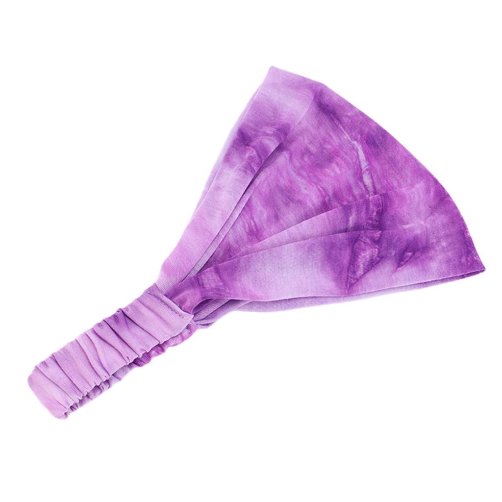 Tie-Dye Headband Stretch Wide Hair Wrap Hair Band Yoga Headwear Yellow