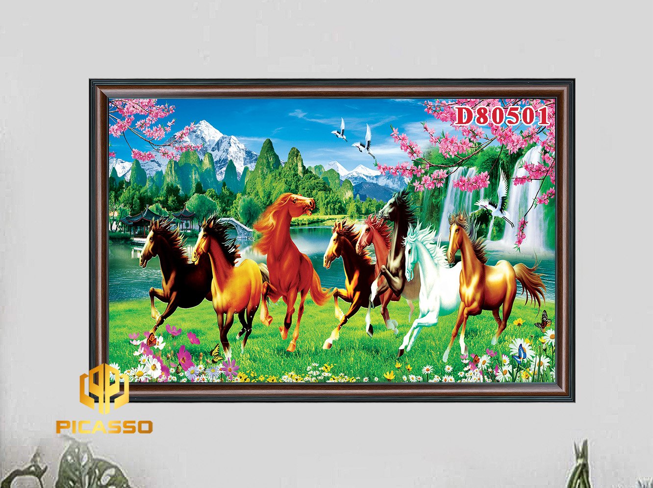 D805 32 Tranh kính cường lực Bát mã tung hoành