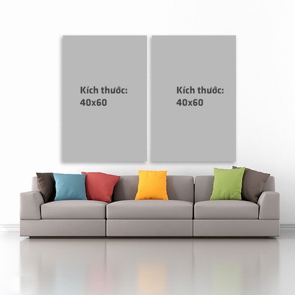 Bộ 2 Tranh Treo Tường "Đôi Khổng Tước Đuôi Xanh" - W365