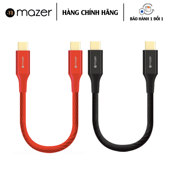 Cáp Mazer ALU.DURA.TEK USB-C to C 3.1A (20cm) - Hàng Chính Hãng