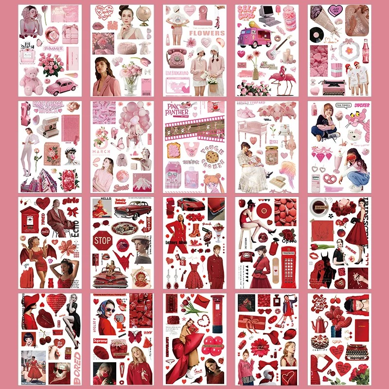 Cuốn 20 tờ stickers khổ lớn dùng để trang trí kiểu cổ điển - kpop - journal
