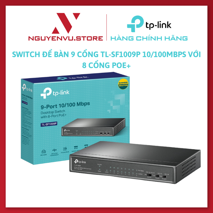 Bộ Chia Tín Hiệu Switch Để Bàn Tp - Link Tl - Sf1009P 9 Cổng 10100Mbps Với 8 Cổng Poe - Hàng Chính Hãng