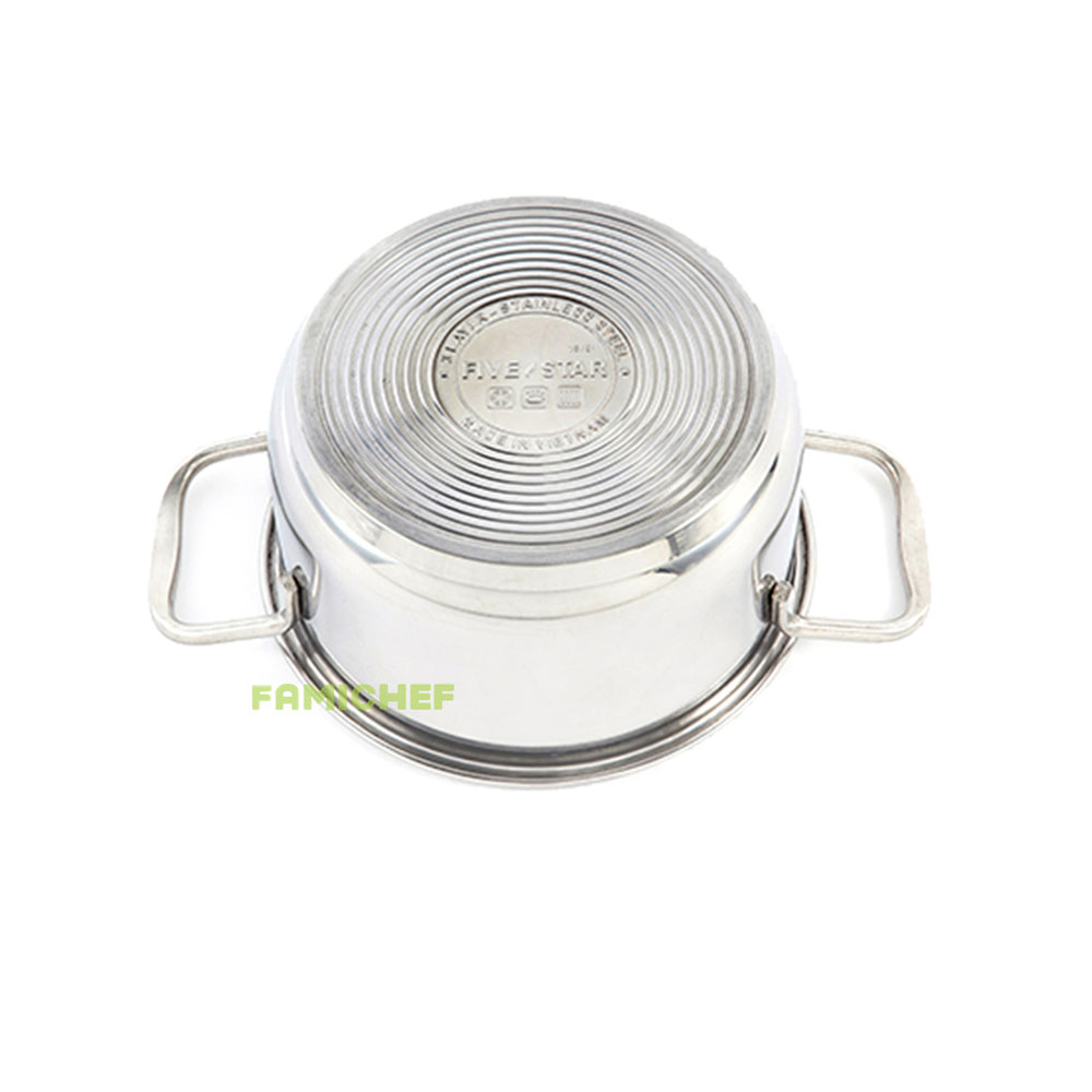 Nồi inox 3 đáy nắp kính FiveStar FSN16001 16cm