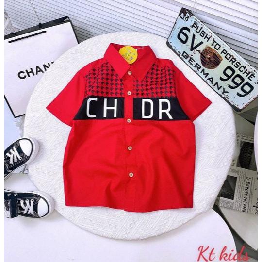 Áo sơ mi ngắn tay cho bé trai phối đồ đẹp phong cách Hàn Quốc size 30-55kg chất kate mềm mịn mát