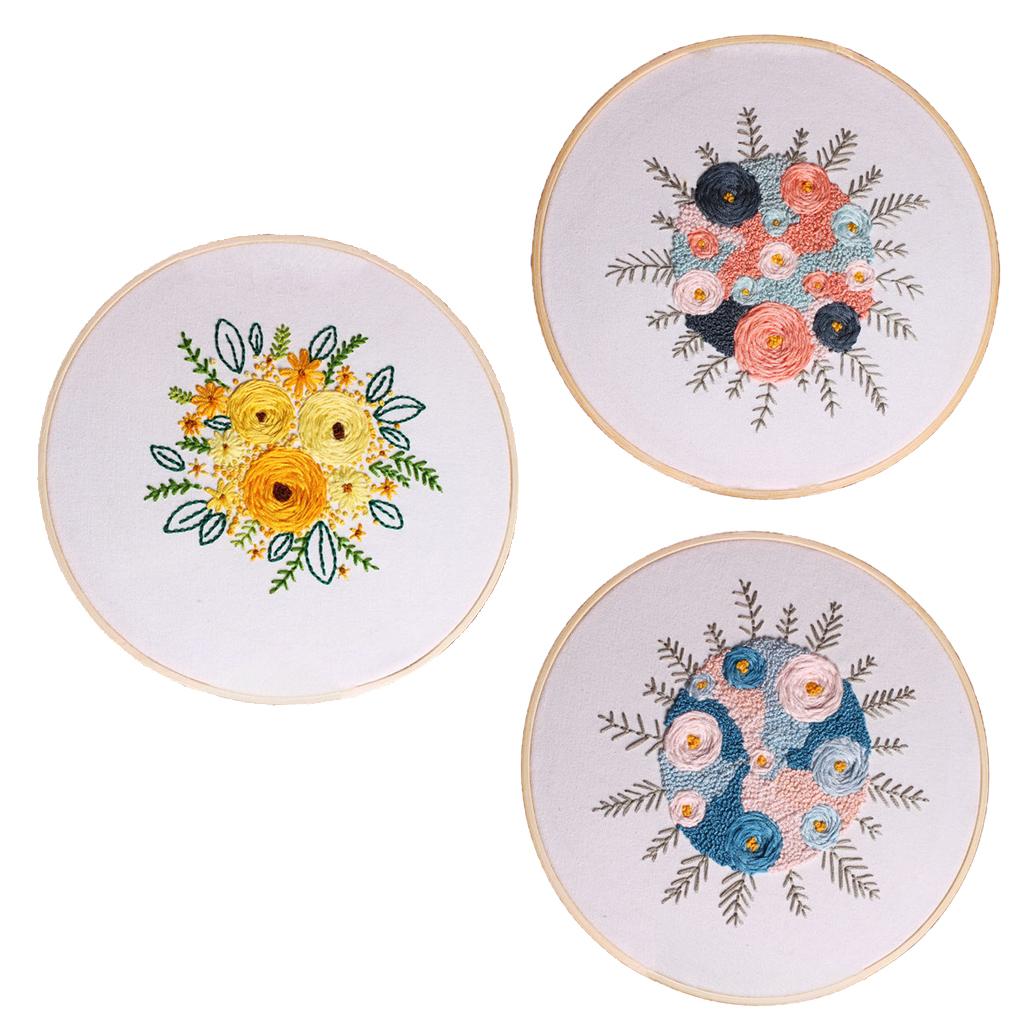 Embroidery Starter Kit Flower Pattern Cross Stitch Needlework Craft Flower_1