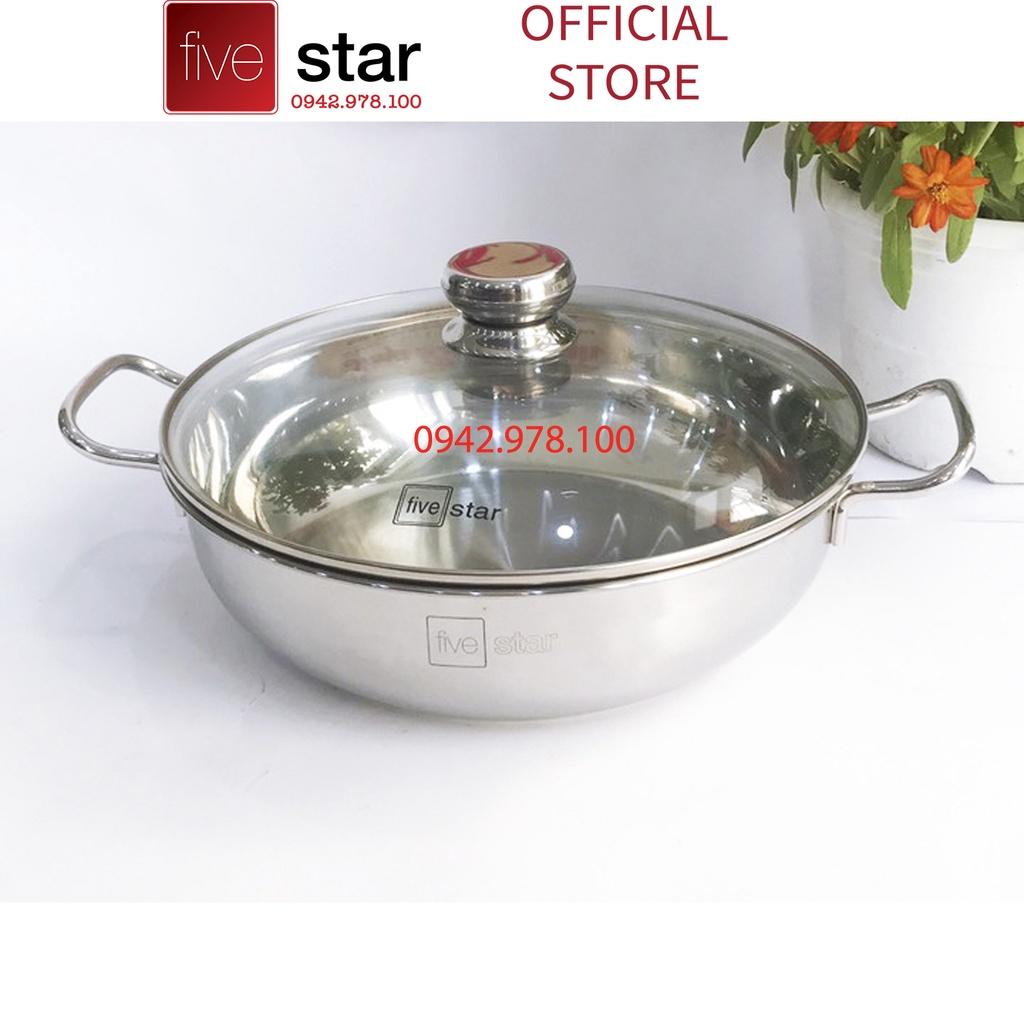 Nồi lẩu xửng hấp cao cấp FIVESTAR 3 đáy từ nắp kính 24cm / 26cm / 28cm , tặng 2 vá canh