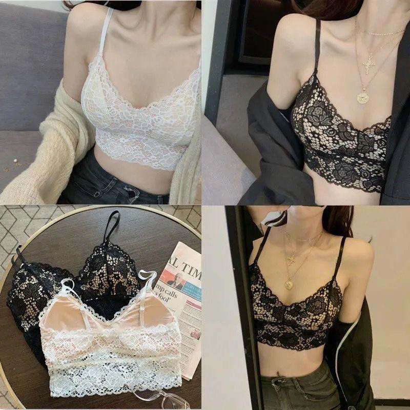 Áo Bra/ Bralette Không Gọng Phối Ren Có Mút