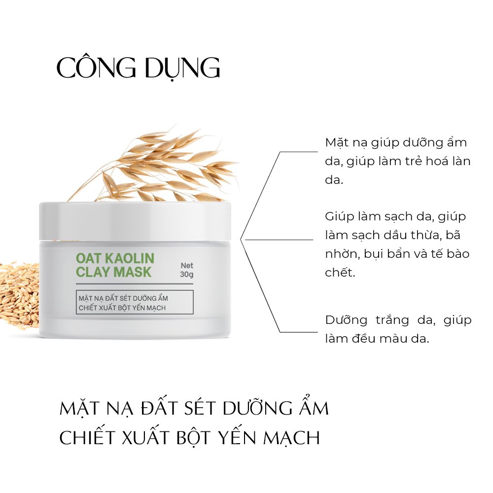 Mặt nạ đất sét dưỡng ẩm chiết xuất bột yến mạch Truesky Oat Kaolin Clay Mask 30g