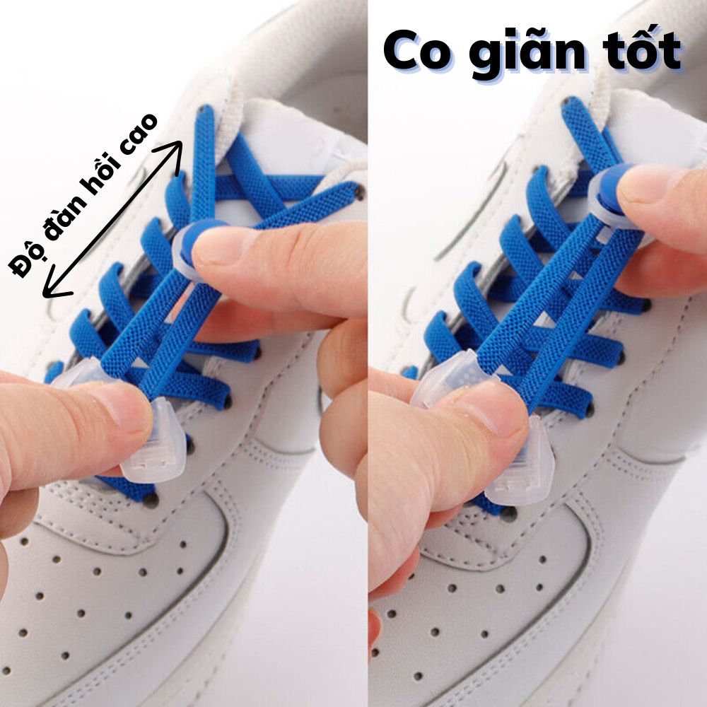 Dây giày thời trang co giãn không cần buộc kèm khóa phụ kiện tiện dụng giày thể thao sneaker cho người lớn và trẻ em