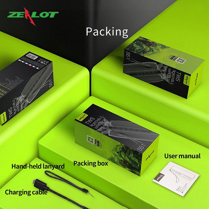 Loa bluetooth Zealot hàng chính hãng tặng kèm móc khóa chữ 5 Tech nghe nhạc không dây cực hay