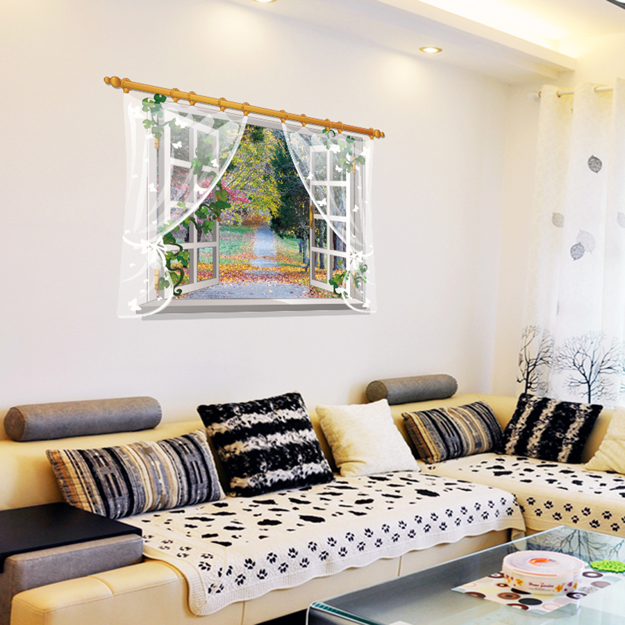 Decal Dán Tường Cửa Sổ Con Đường Mùa Thu Binbin PK258