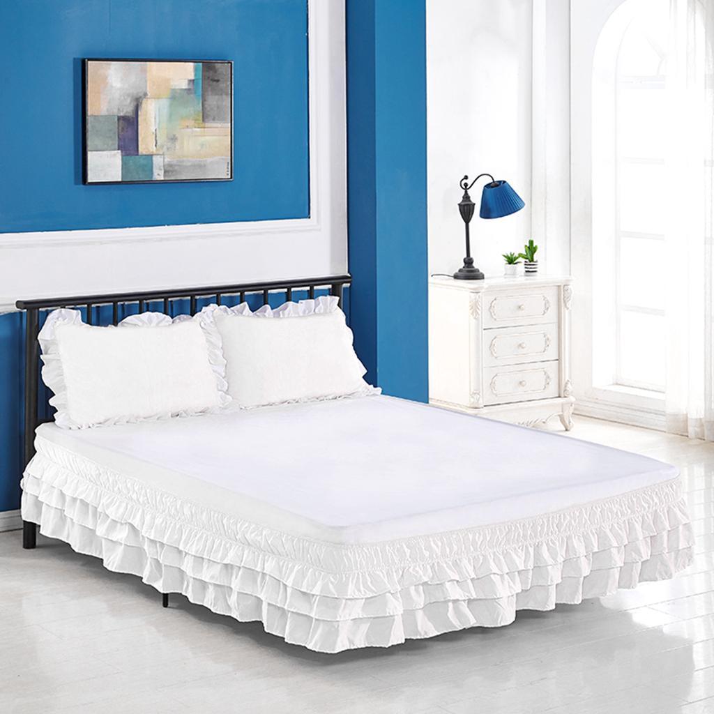 Solid Color  Ruffle Elastic Band Bed Skirt