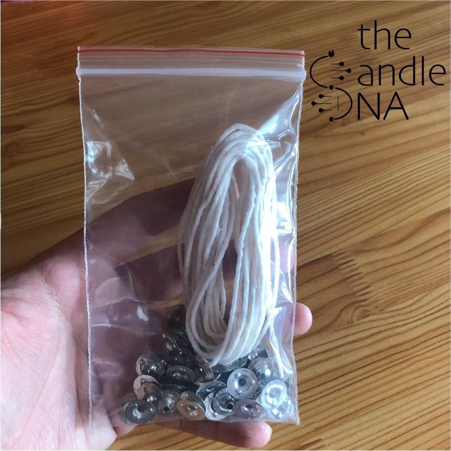 5 mét Bấc Nến Cotton Nhúng Sáp + 50 Đế Kẹp bấc The Candle DNA