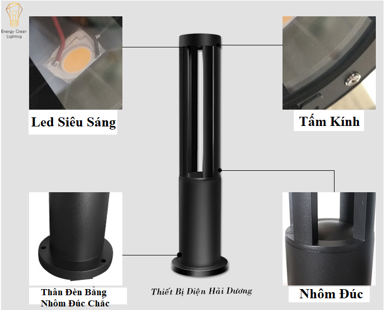 Đèn Sân Vườn Trụ Cột Chiếu Sáng Lối Đi DSV-816 40cm - Led Siêu Sáng - Ánh Sáng Vàng - Có Video