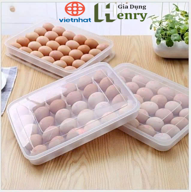 Hộp đựng trứng 24 quả Việt Nhật (6786) trong suốt gọn nhẹ giúp cố định những quả trứng nằm yên một vị trí, bảo quản trứng