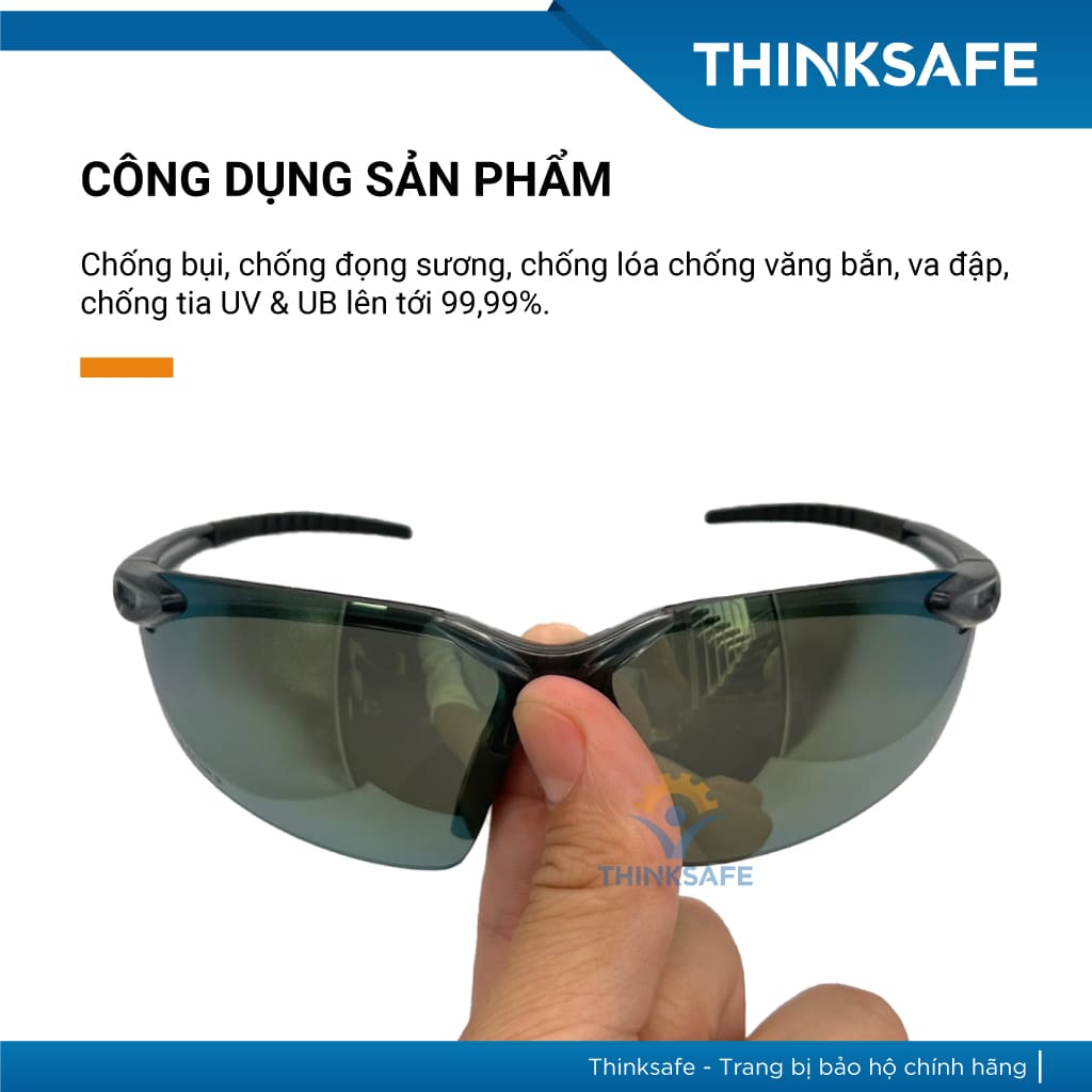 Kính bảo hộ King's Thinksafe, mắt kiếng bảo hộ chống bụi, siêu nhẹ, chống tia uv đi đường, ôm khuôn mặt, màu đen - KY715