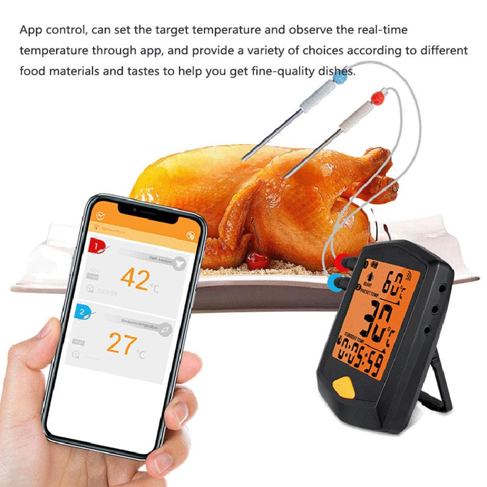 Nhiệt kế không dây với đầu dò kim loại có thể kết nối với ứng dụng