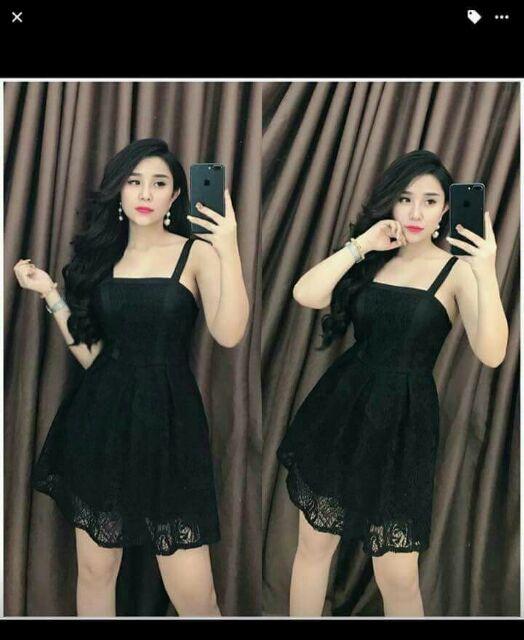 Đầm cúp ren xòe 2 dây