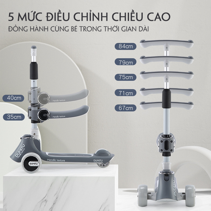 Xe scooter cho bé từ 1-14 tuổi chịu lực 10Kg Nghe nhạc, đèn phát sáng thiết kế chống lật