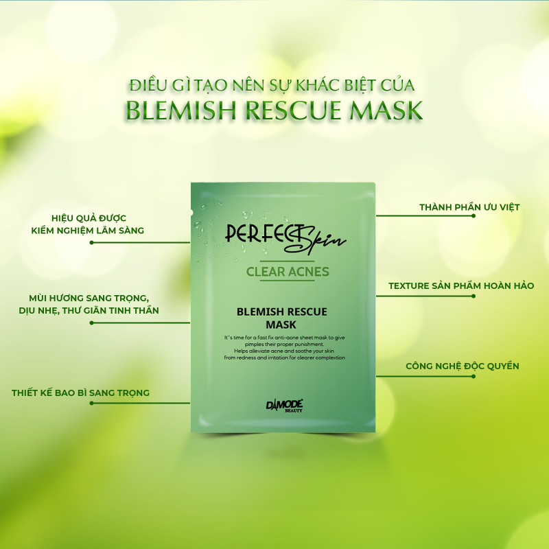 Mặt nạ tinh chất cô đặc cho da dầu da mụn BLEMISH RECUE MASK DAMODE 7 cái dùng thử