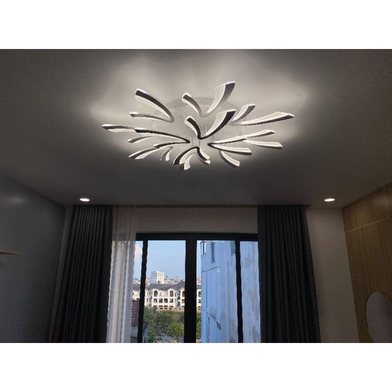ĐÈN ỐP TRẦN phòng khách, phòng ngủ-G07, LED tô điểm tối tân 12 cánh chữ V, 3 cơ chế sáng