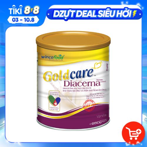 Sữa Bột Wincofood Goldcare Diacerna 850g: dinh dưỡng đặc biệt dành cho người đái tháo đường và tiền đái tháo đường giúp ổn định đường huyết.